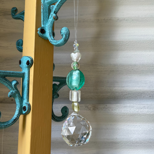 Large Crystal Prism Suncatcher Teal/Green