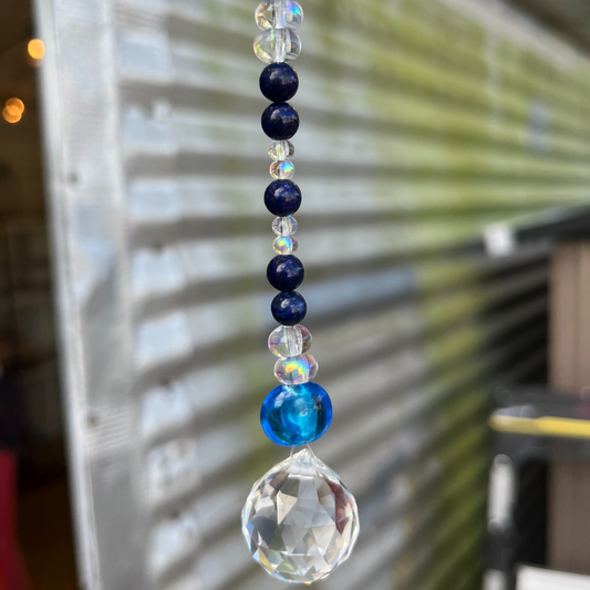 Small Crystal Prism Suncatcher Blue