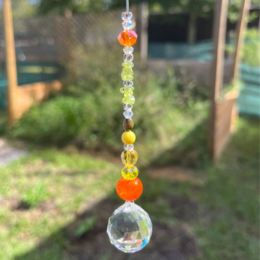 Small Crystal Prism Suncatcher Yellow and Orange