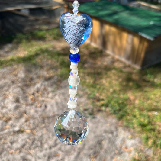 Large Crystal Prism Suncatcher Blue/Black